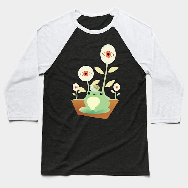 Beautiful frog and The flower eyes Baseball T-Shirt by jaml-12